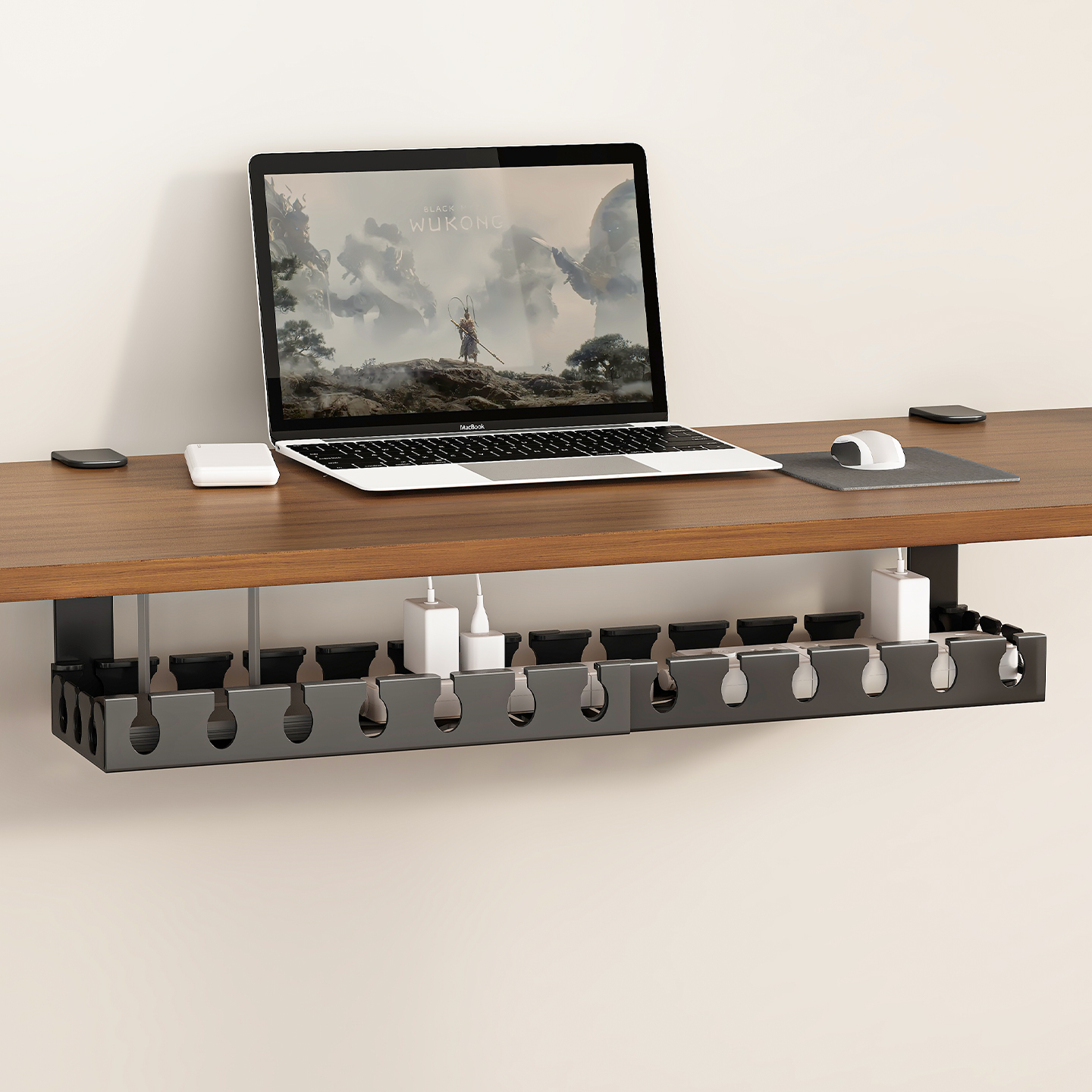 索白大容量可伸缩桌下理线器架