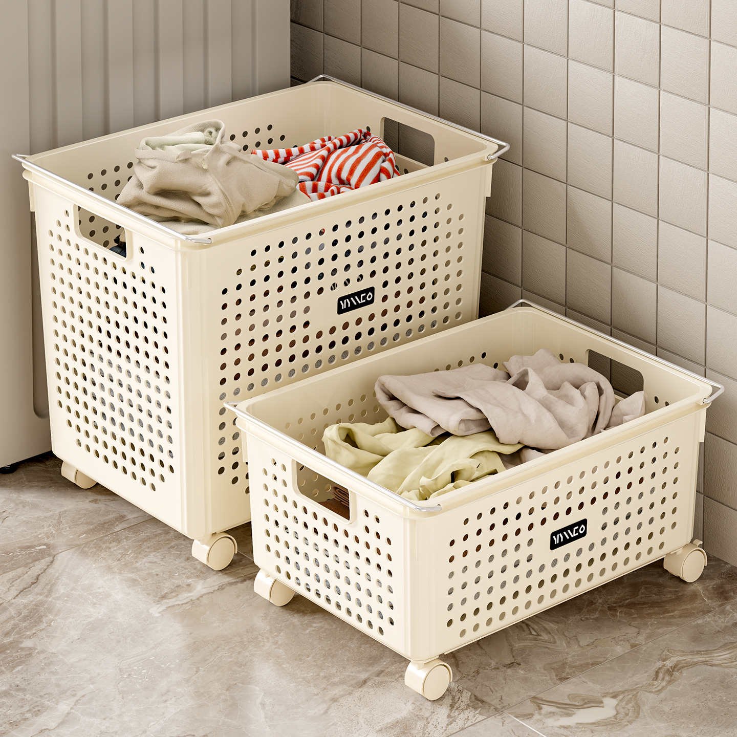 脏衣篓家用可移动脏衣服收纳筐大容量卫生间浴室放衣服推车脏衣篮