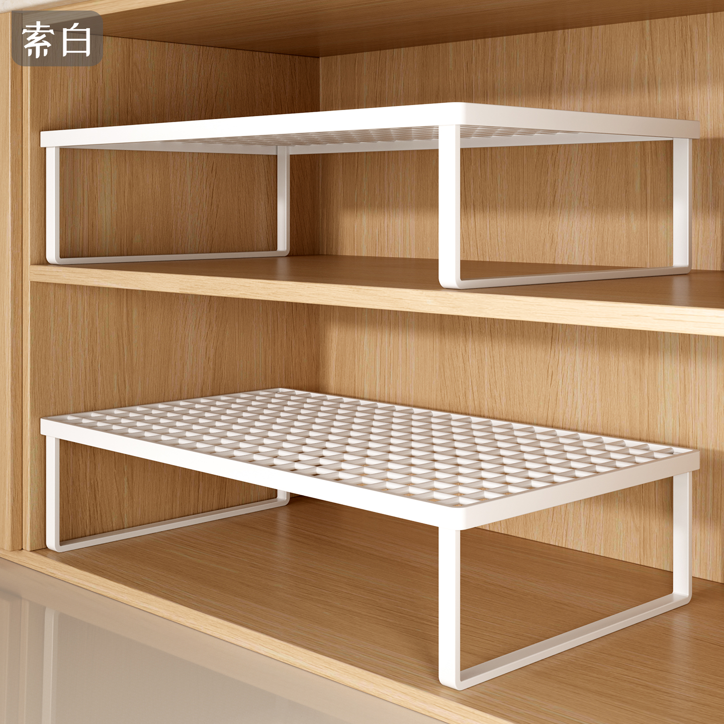 厨房橱柜内置物架台面隔板分层架碗碟调料品锅具灶台下多层收纳架