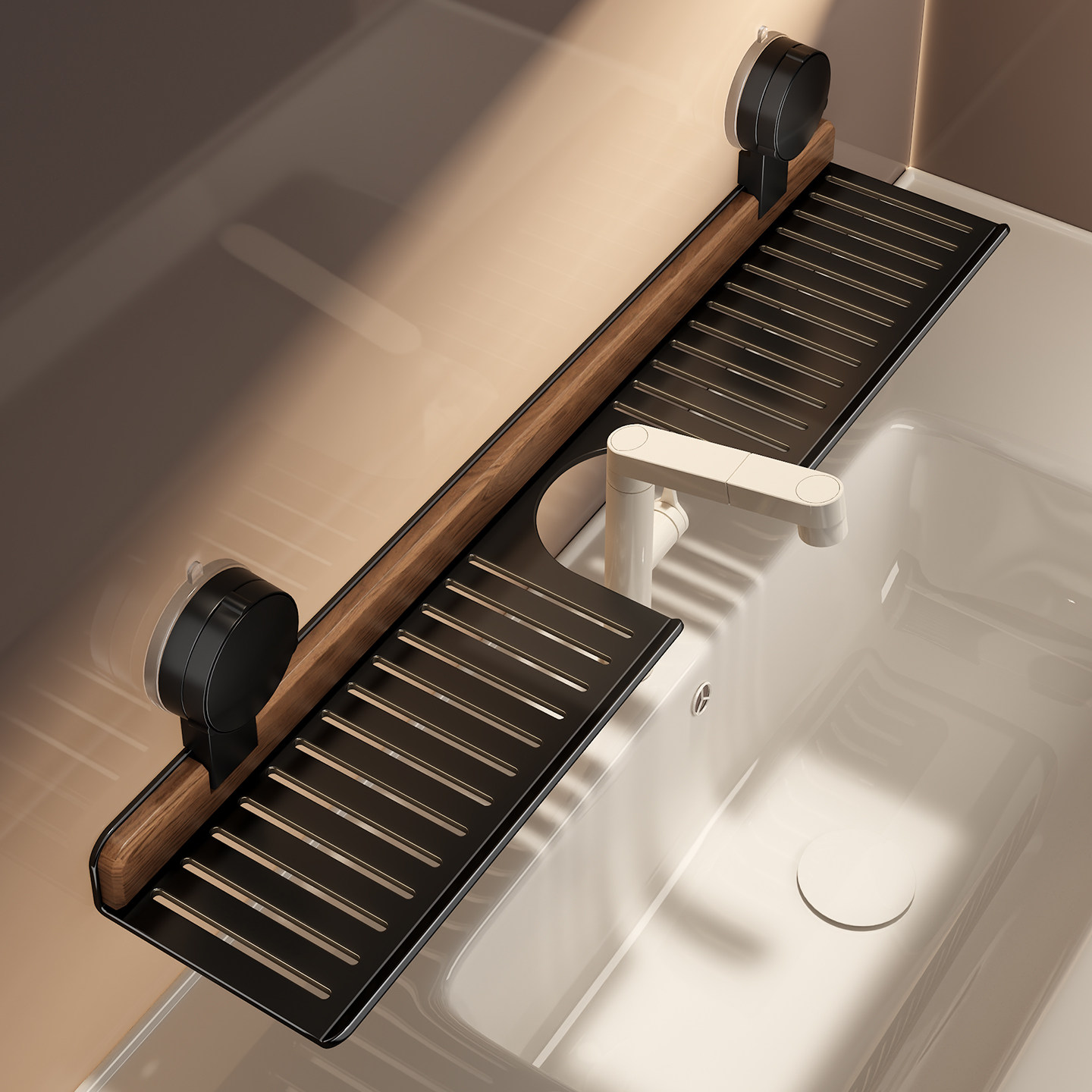 浴室置物架胡桃木厕所洗手台水龙头收纳架卫生间台面吸盘式整理架,收纳整理,整理架/置物架/收纳架,淘宝优惠券,粉丝福利购,淘宝优惠卷