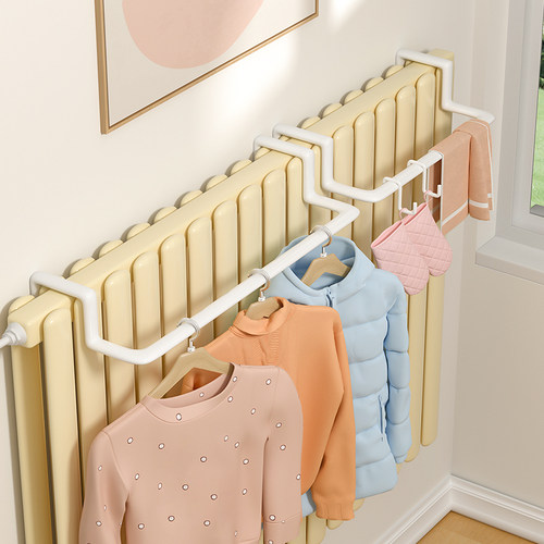 索白免打孔可拆卸暖气片置物架