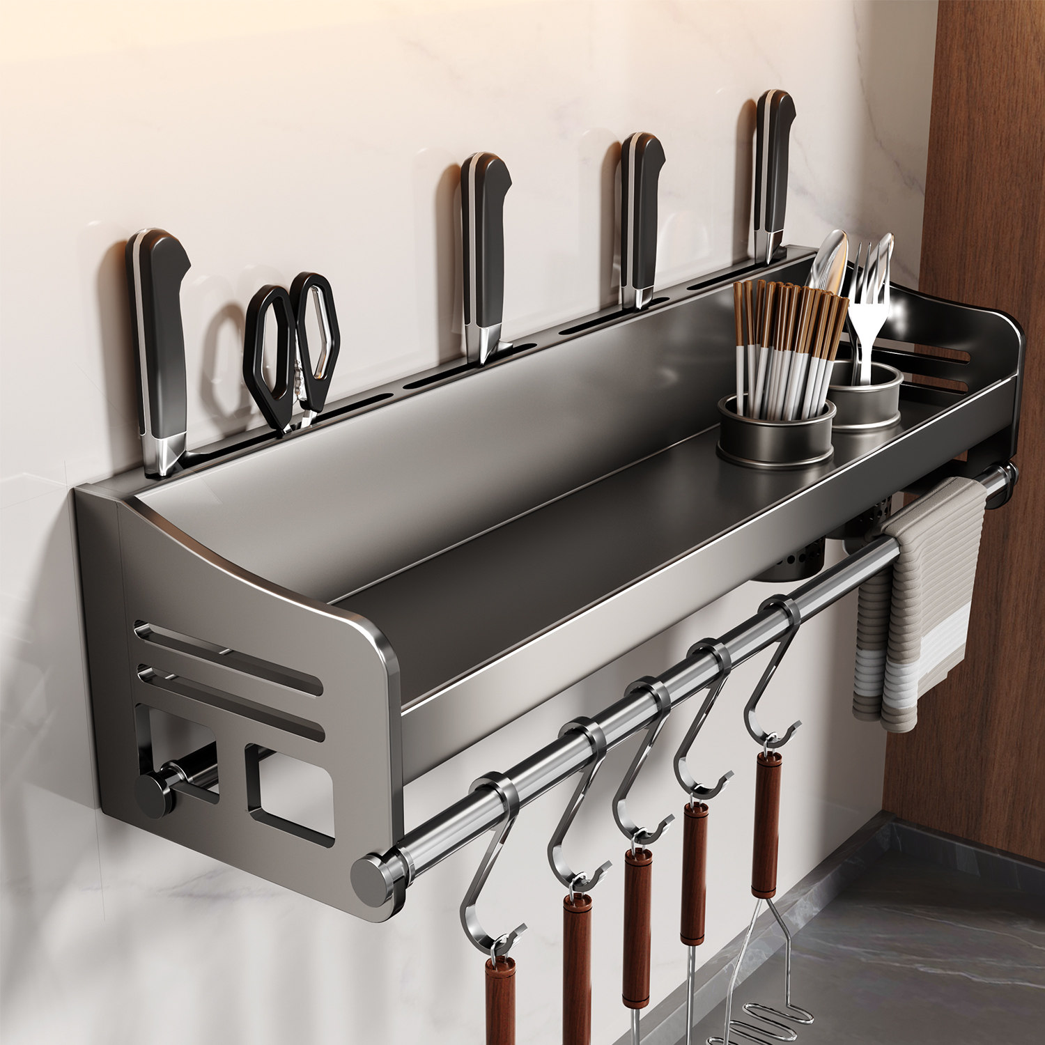 厨房置物架上墙壁挂式多功能调料品收纳架家用免打孔筷子刀架挂架,厨房/烹饪用具,厨房置物架/置物柜/角架,淘宝优惠券,粉丝福利购,淘宝优惠卷