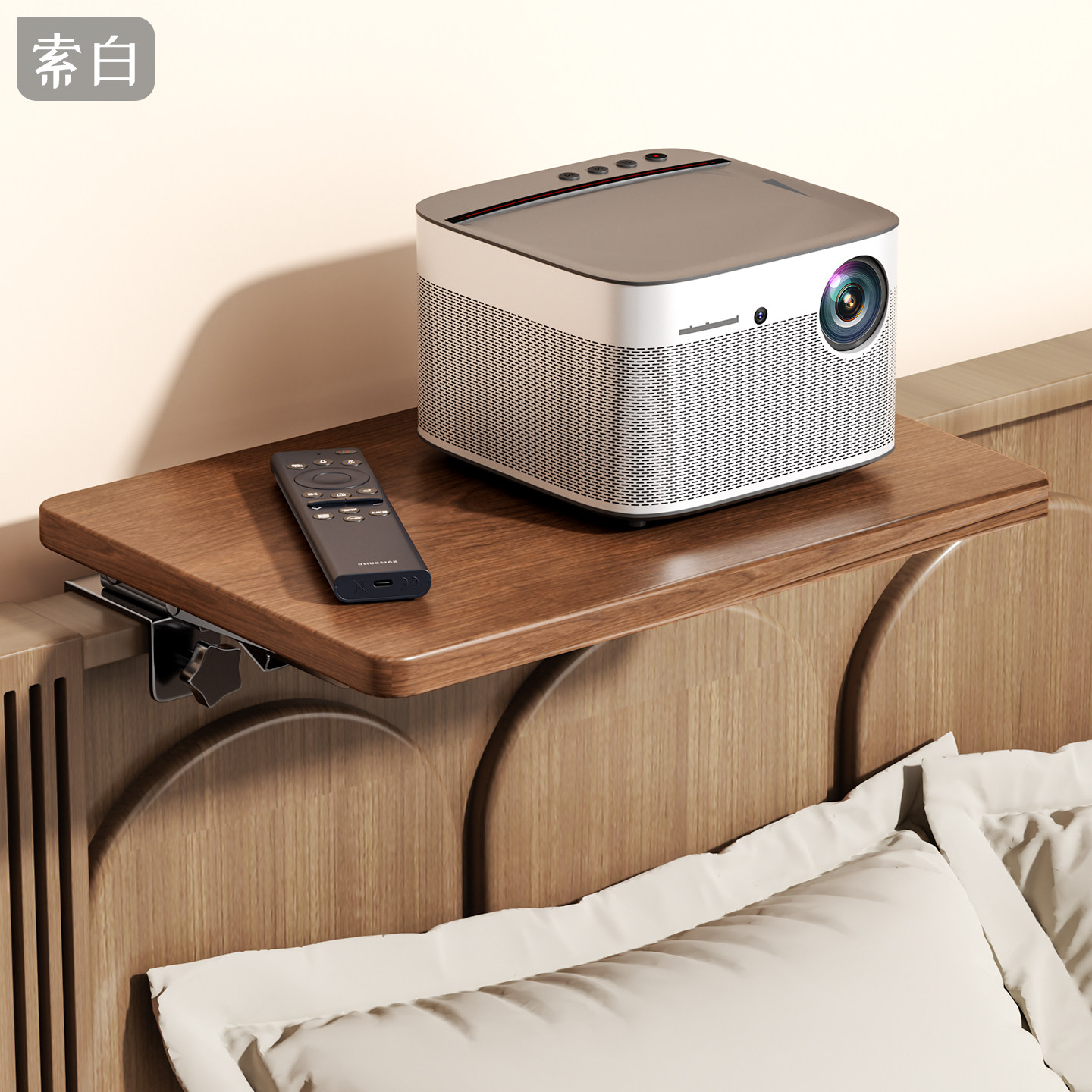 投影仪支架床头免打孔隐藏靠墙架子家用可折叠卧室放投影机置物架