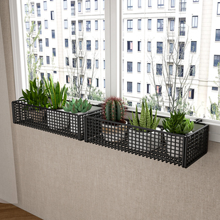 窗台置物架阳台悬挂护栏花架办公桌绿植架工位多肉盆栽架铁艺挂篮