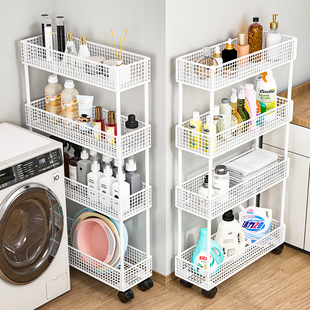 夹缝收纳柜化妆室超薄置物架窄缝收纳层架子缝隙窄柜浴室带轮小推