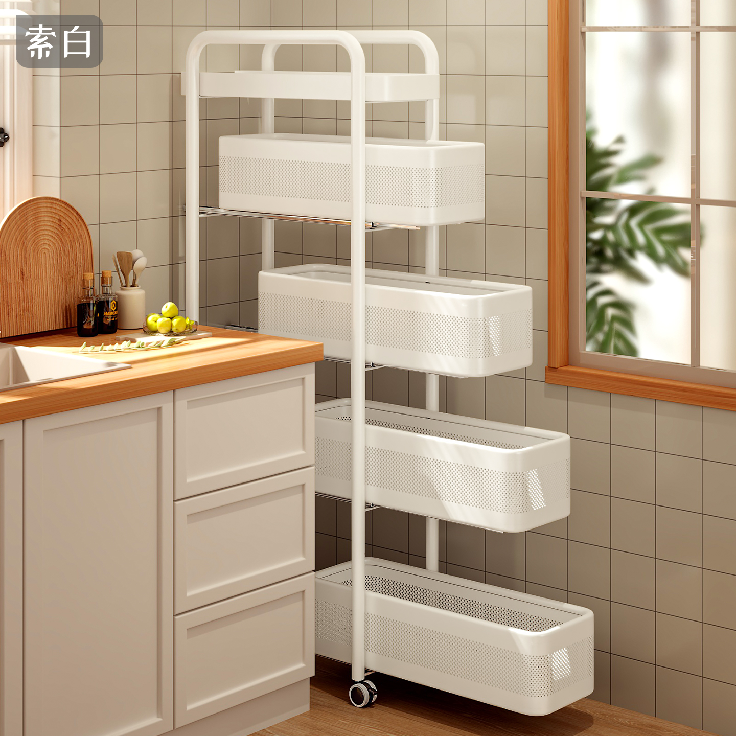 厨房夹缝置物架门后冰箱侧面抽拉