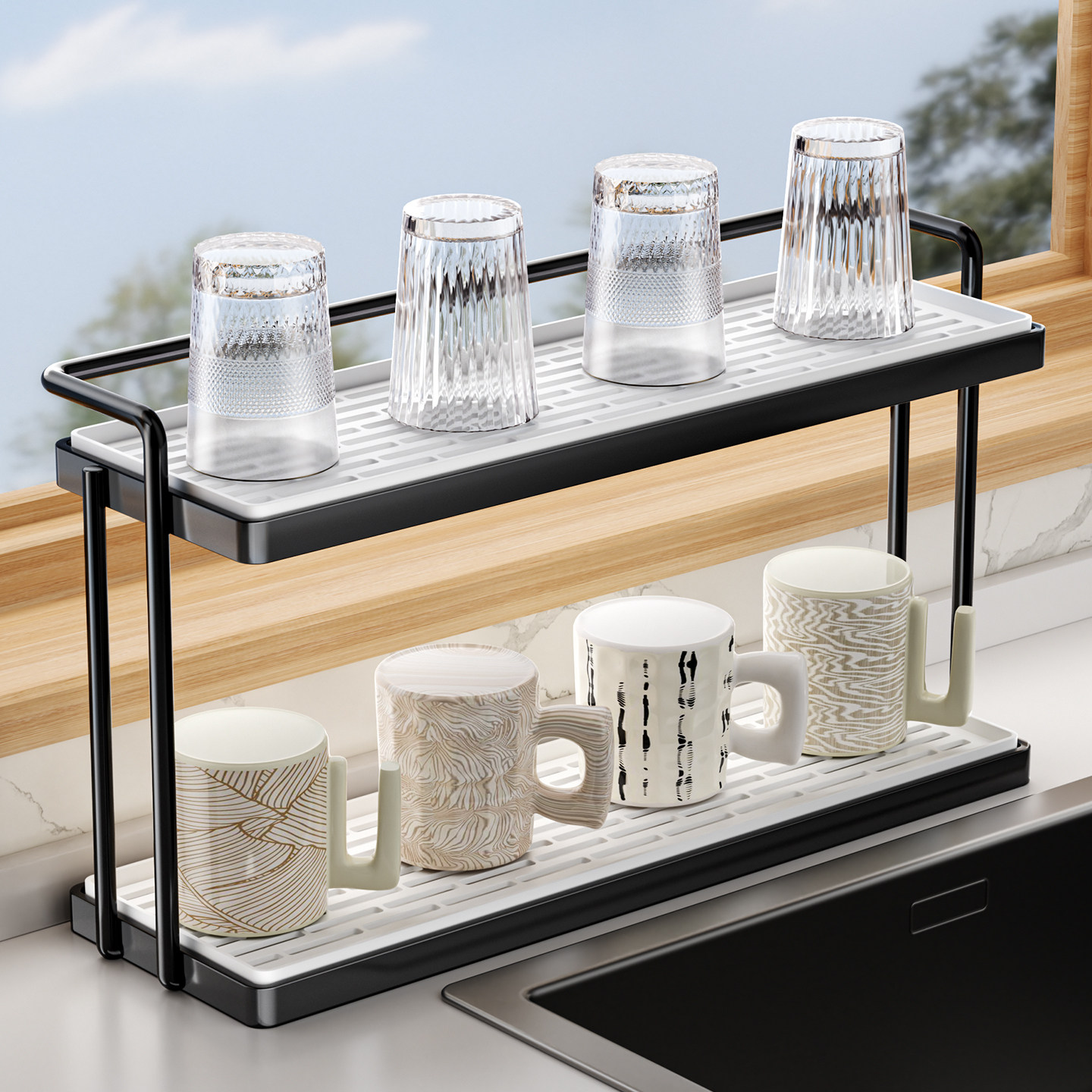杯架子置物架厨房多层收纳玻璃杯子茶杯架水槽边咖啡水杯沥水托盘,厨房/烹饪用具,厨房置物架/置物柜/角架,淘宝优惠券,粉丝福利购,淘宝优惠卷