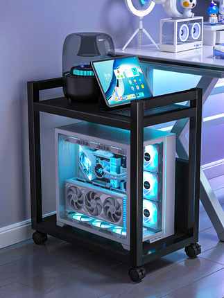 Computer Host Stand, Gaming Room Desktop Case Base, Movable Stand, Floor-Standing Storage and Organization Rack