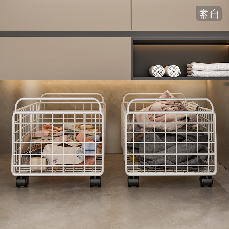 浴室柜下脏衣篮带轮小推车收纳筐