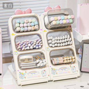 斜插式笔筒儿童女孩书桌收纳置物架超大容量彩笔画笔马克笔收纳盒