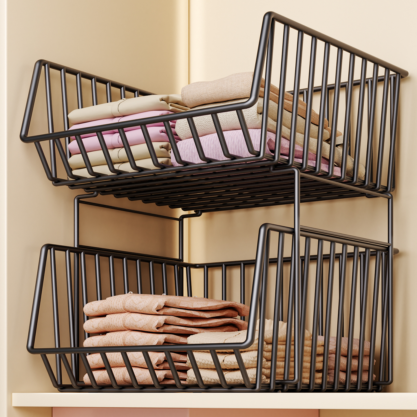 卧室衣服收纳箱衣柜收纳分层神器衣柜空间利用大容量衣橱整理架子