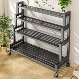 阶梯式花架阳台盆栽置物架落地式带轮铁艺花盆托架多层植物摆放架