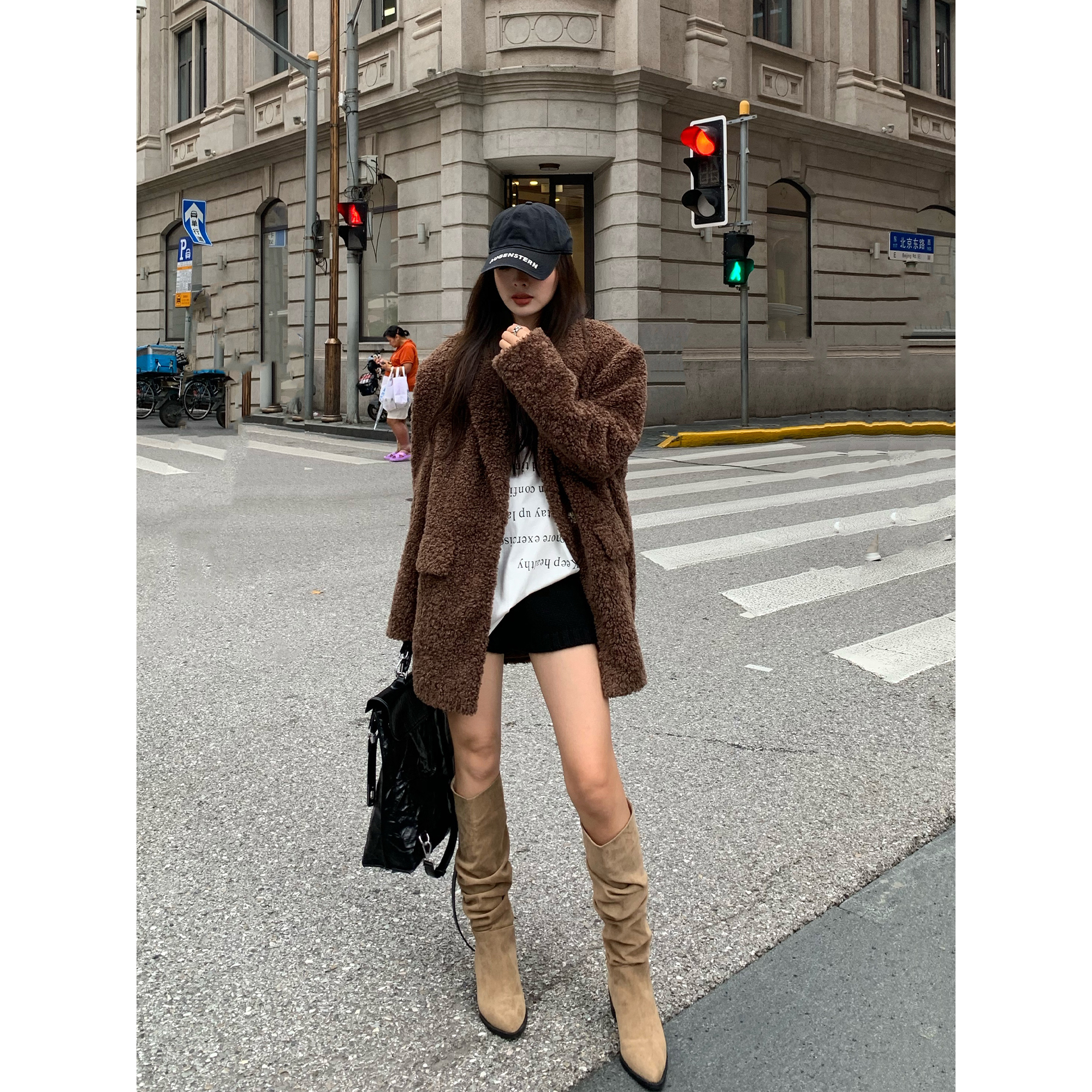 羊羔毛外套女仿皮草短款大衣