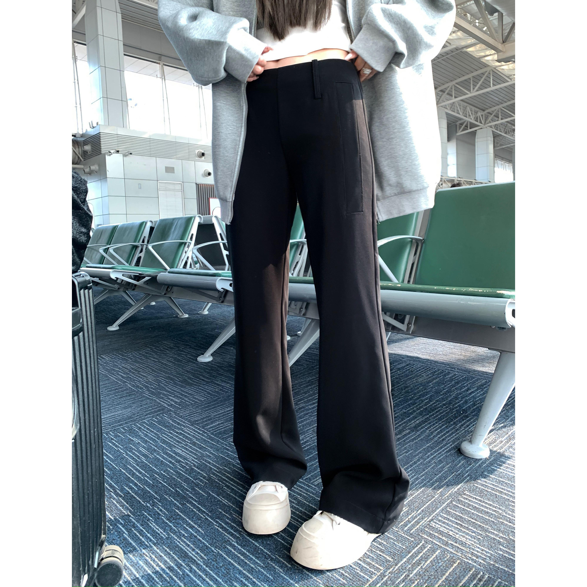 辰米范【现货6.5折】 微喇叭裤女早秋修身低腰马蹄裤休闲西装裤,女装/女士精品,休闲裤,淘宝优惠券,粉丝福利购,淘宝优惠卷