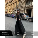 连衣裙针织裙女秋季 长袖 U领收腰打底大摆长裙 现货6折 辰米范