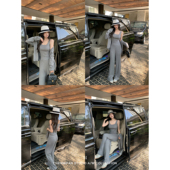 温柔诠释 慵懒风宽松针织开衫 吊带背心 辰米范 阔腿休闲裤 三件套