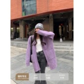 现货5折 新款 中长款 上衣秋季 宽松显瘦羊毛外套 毛衣开衫 辰米范