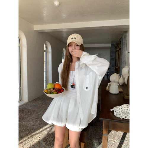 休闲衬衫莱赛尔麻衬衣女