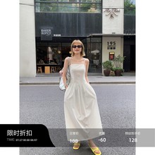 辰米范 白色抹胸吊带连衣裙女夏季2025新款收腰裙法式气质a字长裙