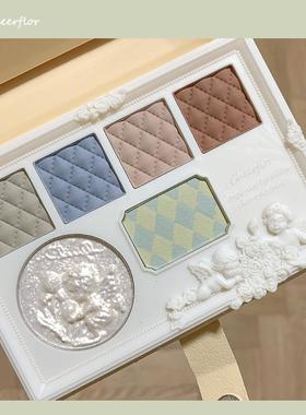 cheerflor眼影盘 便携新款遮瑕腮红高光修容一体盘茶色多色偏光浮