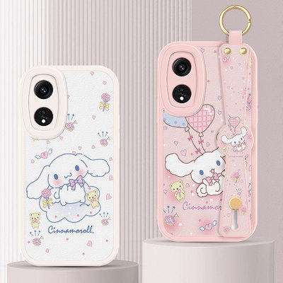 适用oppoA1pro手机壳PHQ110少女大耳狗小羊皮软套欧珀a1x动漫萌卡通可爱玉桂狗opa1pro腕带支架可背斜挎挂绳