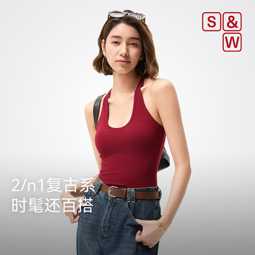sw速惟带胸垫运动背心女挂脖吊带