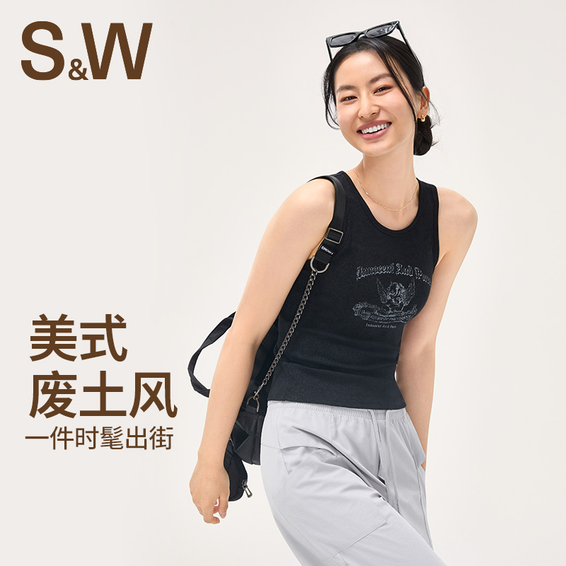 SW速惟美式复古运动背心女外穿