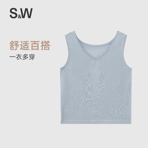 SW速惟针织短袖女夏V领套头小罩衫针织衫无袖T恤2026新款