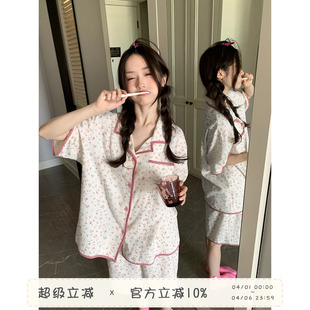 短裤 馨帮帮Homedress 家居服 可外穿短袖 甜美碎花睡衣套装 夏季 女款