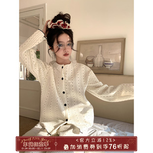 馨帮帮Homedress 秋冬夹棉甜美花边圆领碎花睡衣女宽松家居服套装