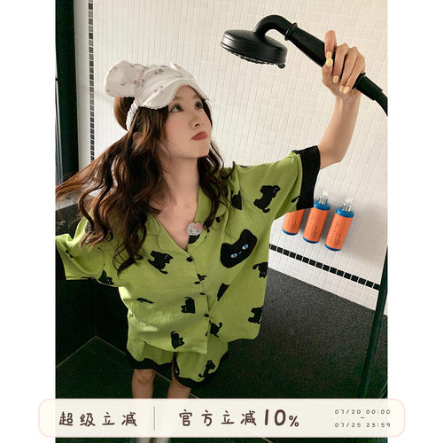馨帮帮Homedress猫咪翻领睡衣女