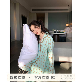 馨帮帮Homedress 开衫 翻领外出家居服套装 可爱小熊睡衣女春秋长袖