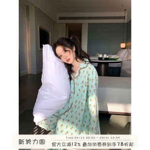 翻领外出家居服套装 开衫 可爱小熊睡衣女春秋长袖 馨帮帮Homedress