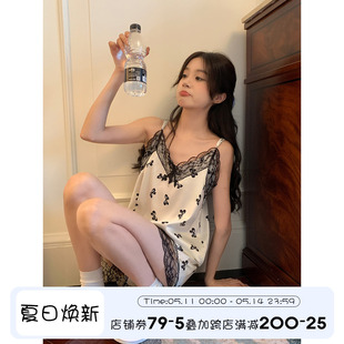 凉感家居服女夏 套装 短裤 馨帮帮Homedress甜美蝴蝶结蕾丝吊带睡衣