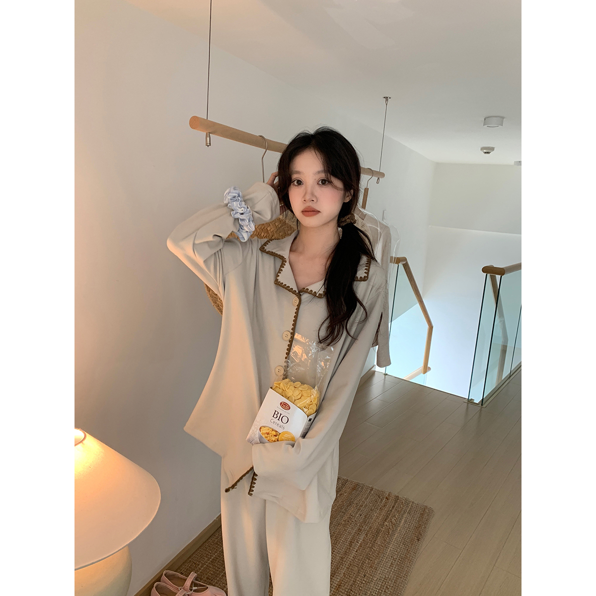 馨帮帮Homedress翻领开衫家居服
