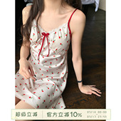 馨帮帮Homedress 外穿吊带睡裙 甜美花朵波点冰丝睡衣女夏季