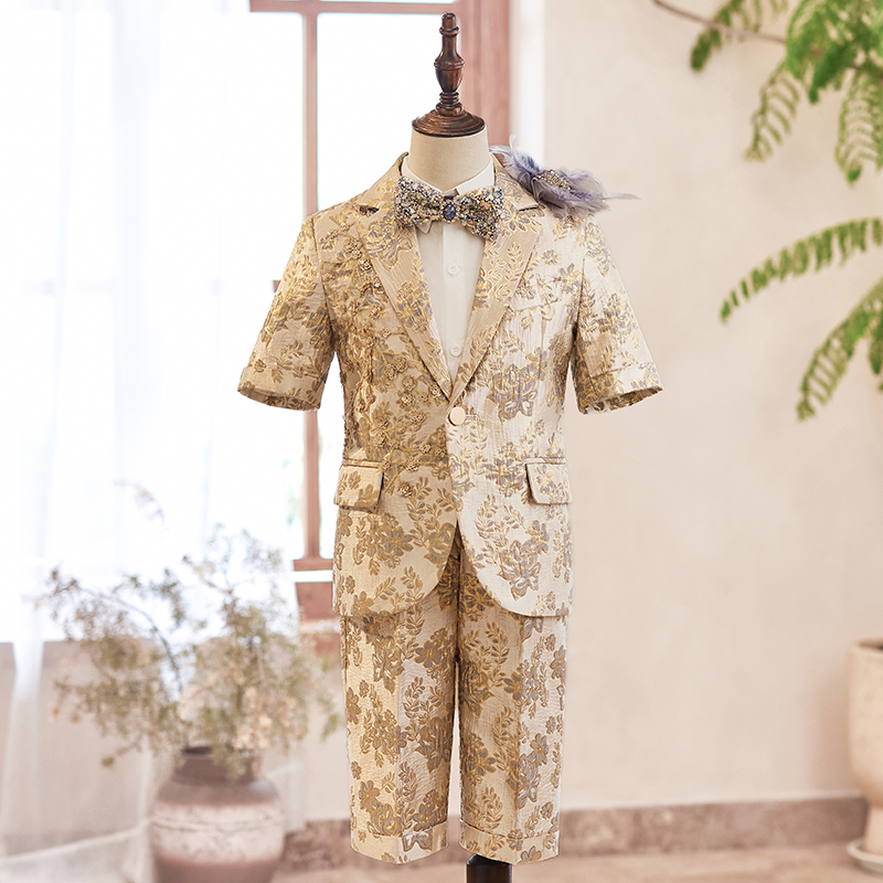 儿童西装套装马甲套装男童西服花童礼服小男孩主持人钢琴演出服夏