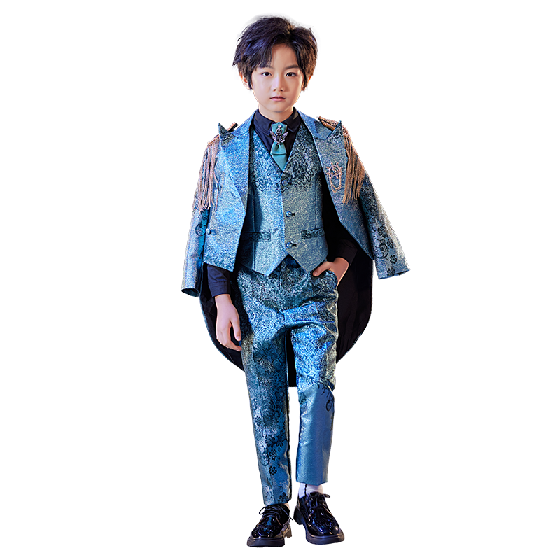 男童西装套装2025款儿童走秀钢琴演出服主持人燕尾生日小礼服春夏