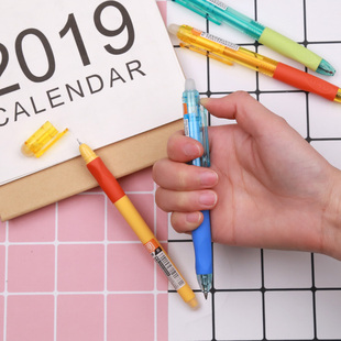 晨光优握热可擦笔3-5年级黑色中性笔笔芯墨蓝摩易檫磨魔力按动式可擦水可爱卡通男女小学生用0.5晶蓝色拔帽笔