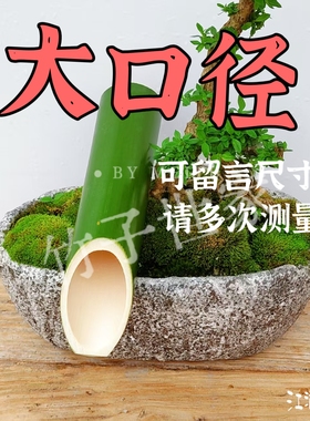 竹子竹筒大口径竹杆斜竹筒带竹节绿色现砍加长流水嘴引水管粗竹子