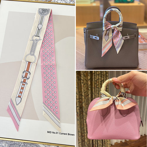法式女桑蚕丝缠包包丝巾H家twill