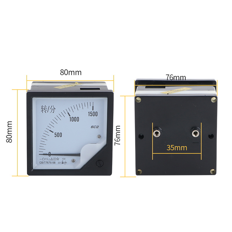 6C2 1500转/分 10V 直流电压表/长城电表 80x80  转速表