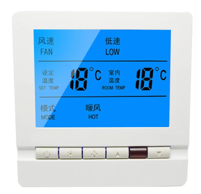 厂家直供中央空调温控器风机盘管开关液晶面板智能触摸曲面线控器