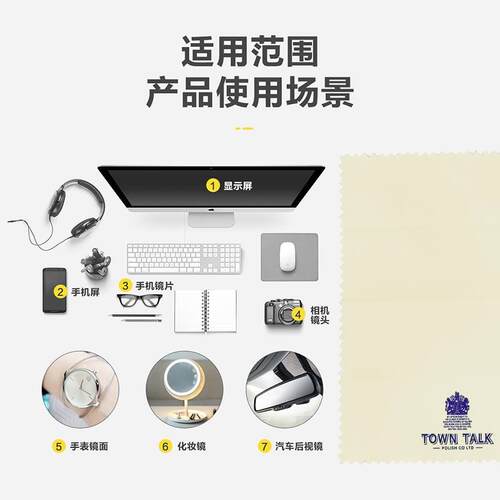TownTalk英国泰通眼镜布专业镜头布相机数码屏幕擦拭布不伤镜片