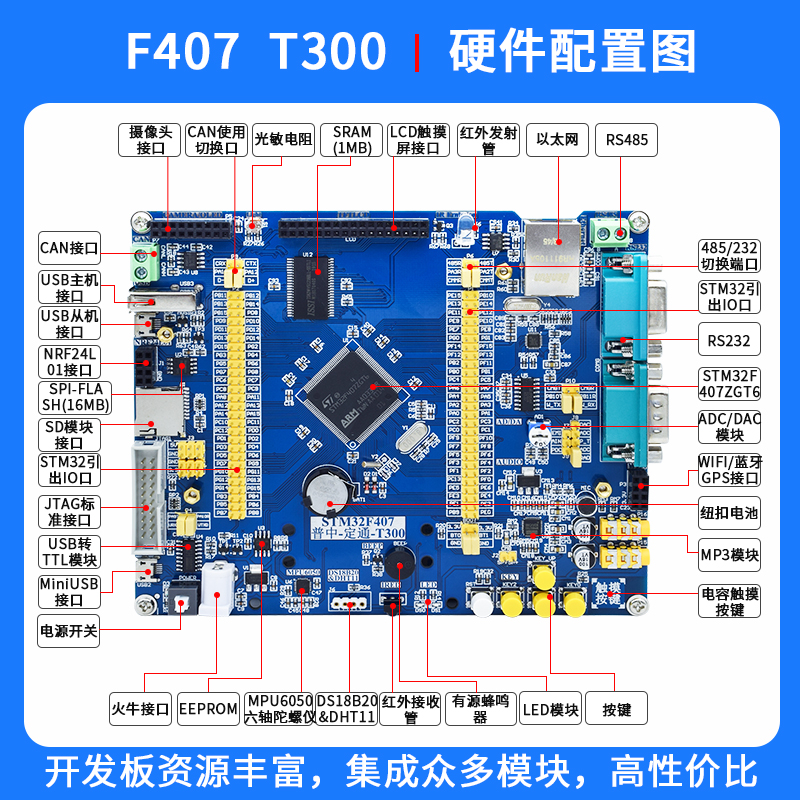 普中麒麟 STM32F407 开发板 STM32F4 M4强ARM7 51 430单片机