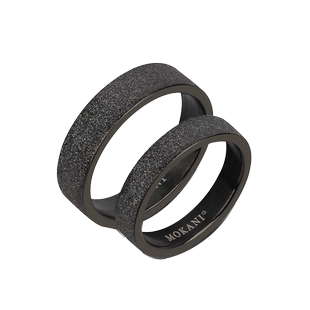 梦卡妮黑色钛钢戒指 珍珠沙介子情侣对戒学生介指礼物 免费刻字