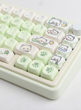 前行者奶绿熊猫主题机械键盘键帽圆润可爱108键pbt个性高颜值绿色
