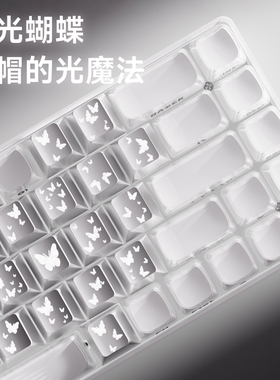 前行者蝴蝶爱心磁轴机械键盘键帽金属感透光客制化创意x87适用108