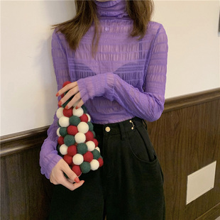 蕾丝打底衫 女2020年早春秋装 雪纺衫 仙女网纱内搭上衣很仙洋气小衫