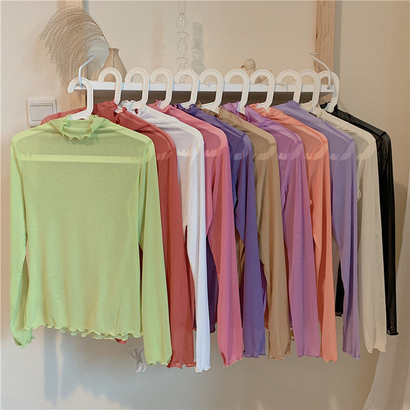 木耳边半高领早秋ins潮打底衫